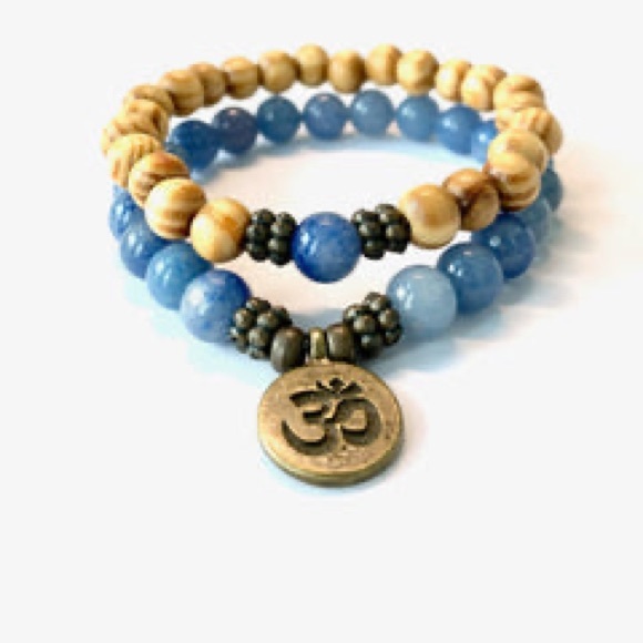 Blue Aventurine and Bamboo wood Reiki Bracelet Set - Picture 3 of 3